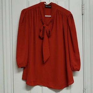 Pumpkin spice pussy bow top